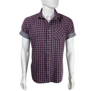 19 Ninety:One Men’s Plaid Rolled Cuff Tailored Fit Button Down